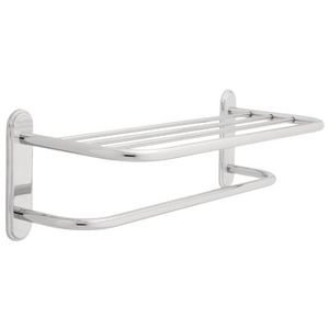 Liberty Hardware - 24" Towel Shelf with Beveled flanges and 1 Bar in Polished Chrome