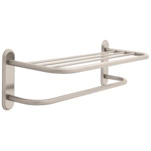 Liberty Hardware - Towel Shelves - 24" Towel Shelf with Beveled Flanges and One Bar Solid Brass Step Style Beveled Flange in Satin Nickel