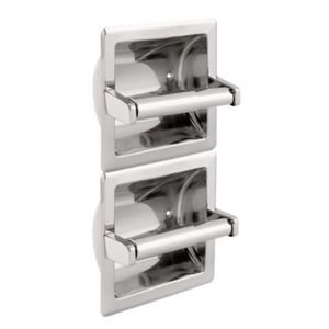 Liberty Hardware - Guest Room Accessories - Vertical Recessed Twin Paper Holder in Bright Stainless Steel