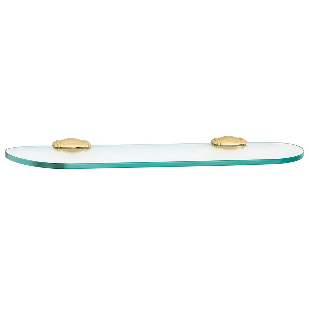18" Glass Shelf With Brackets in Unlacquered Brass