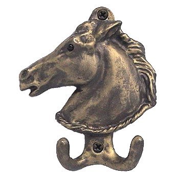 Large Horse Hook in Bronze with Verde Wash