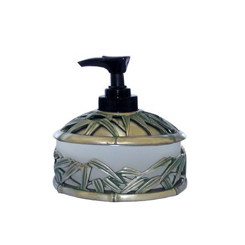 Bathroom Accessory Vanity Top Bamboo Small Dispenser in Pewter with Copper Wash
