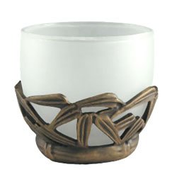 Bathroom Accessory Bamboo Votive in Rust with Verde Wash