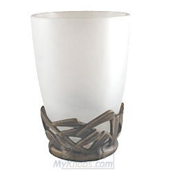 Bathroom Accessory Vanity Top Bamboo Tumbler in Pewter with Terra Cotta Wash