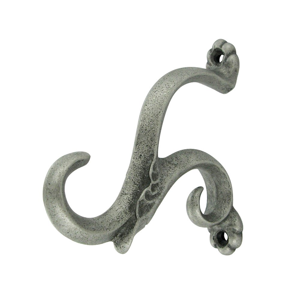 Single Toscana Hook in Pewter with Terra Cotta Wash