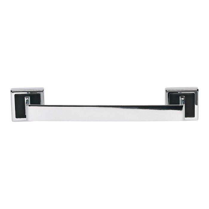 12" Towel Bar in Black Leather and Polished Chrome