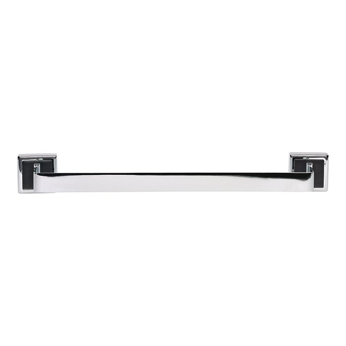 18" Towel Bar in Black Leather and Polished Chrome