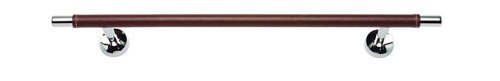 18" Towel Bar in Brown Leather and Polished Chrome