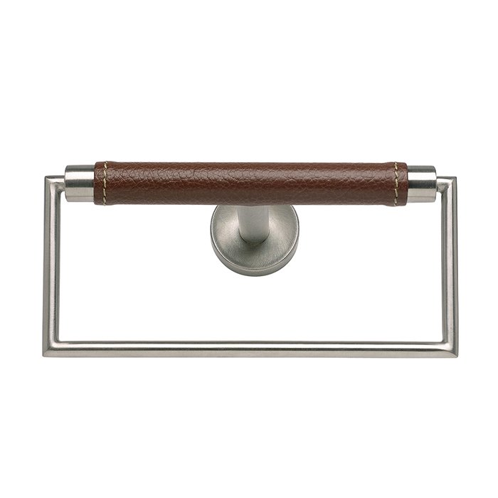 Towel Ring in Brown Leather and Stainless Steel