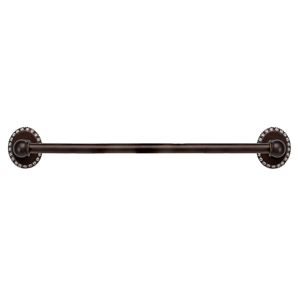 16" on Center Towel Bar in Antique Brass with Jet Crystal