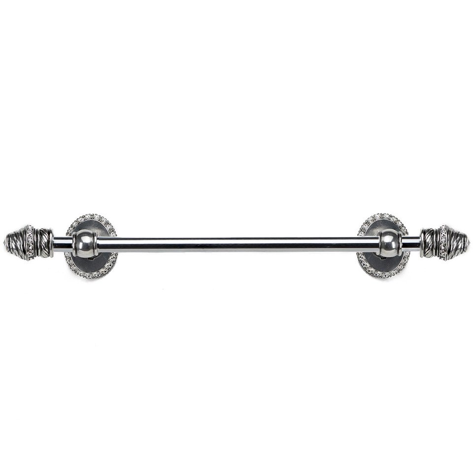 24" on Center Towel Bar in Platinum with Jet Crystal