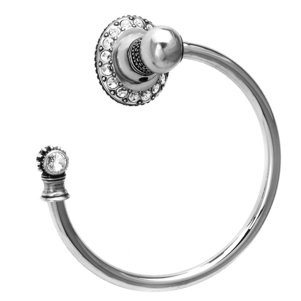 Towel Ring Left in Cobblestone with Aurora Boreal Crystal