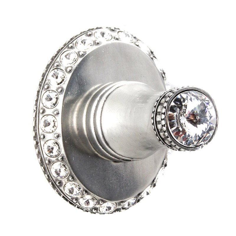 Robe Hook with Large Backplate in Antique Brass with Crystal