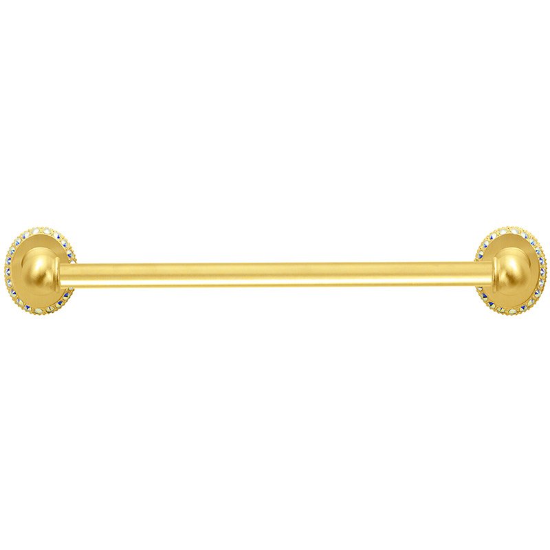 16" Centers Towel Bar with 5/8" Smooth Center in Satin Gold with Aurora Boreal Crystal