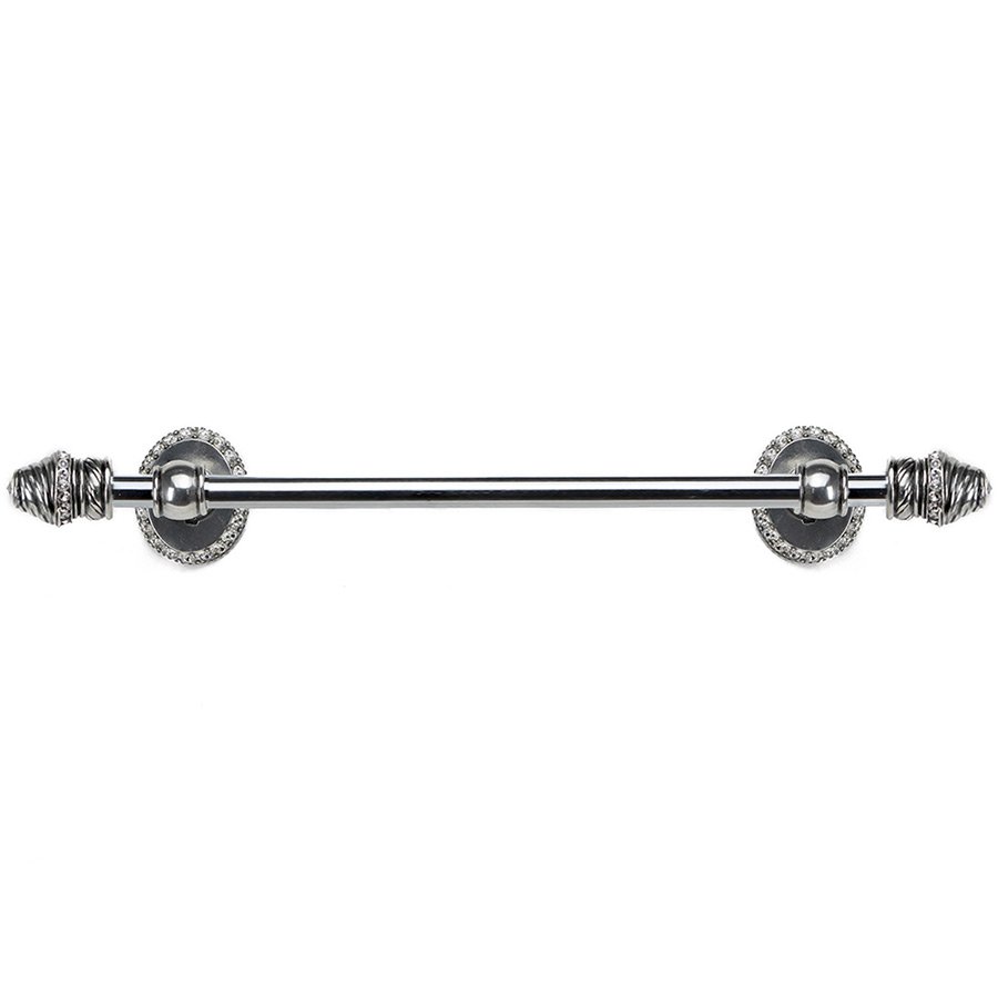16" Towel Bar with Swarovski Elements in Jet with Vitrail Light Crystal