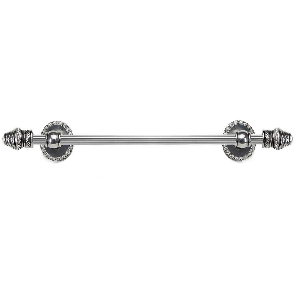 16" Centers Approx Towel Bar With 80 Rivoli Swarovski Crystals With 5/8" Reeded Center In Jet