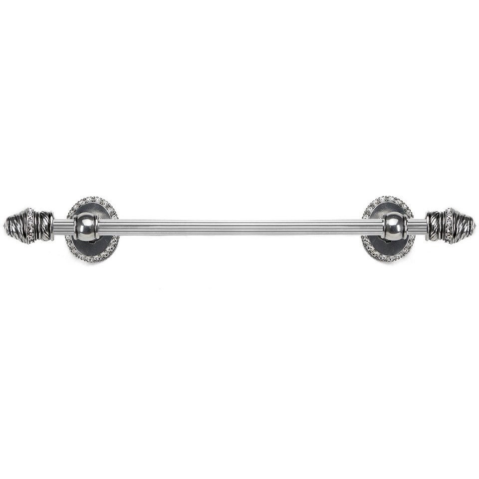 36" Centers Approx Towel Bar With 80 Rivoli Swarovski Crystals With 5/8" Reeded Center In Chalice