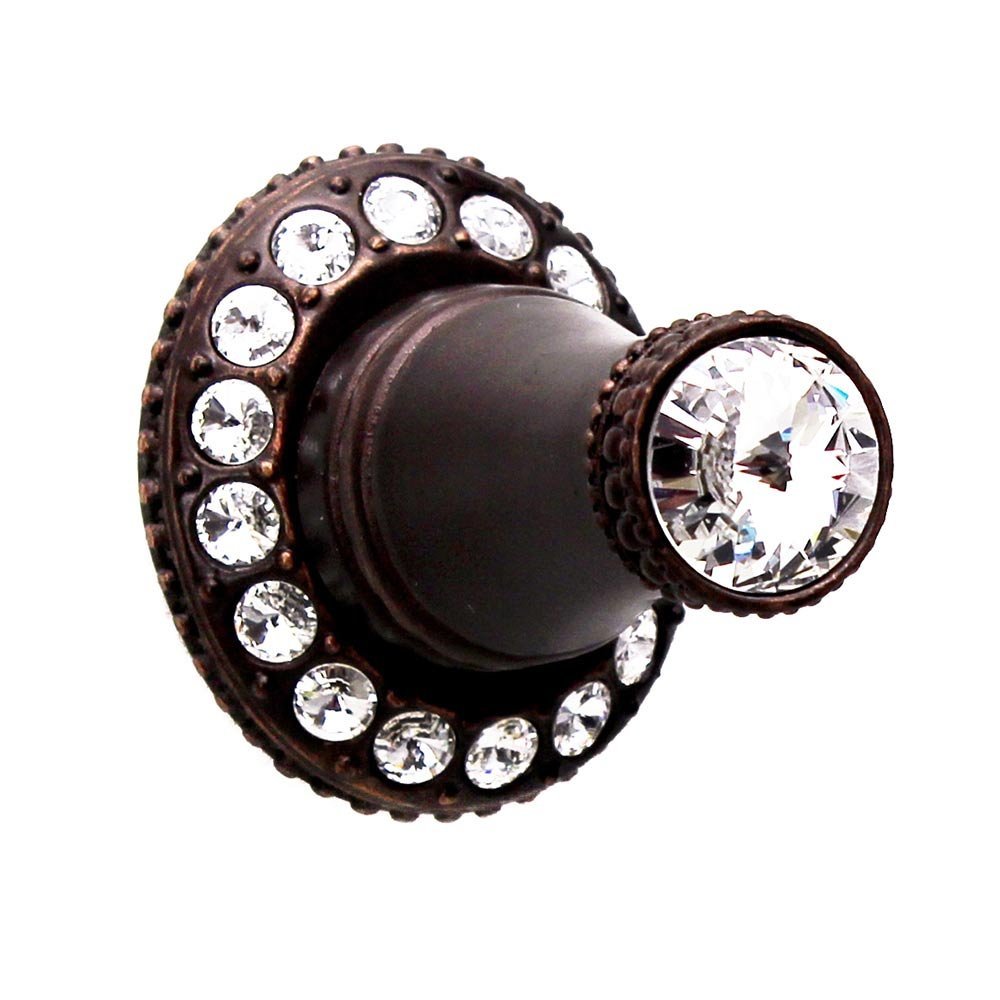 Robe Hook with Small Backplate in Bronze with Vitrail Light Crystal