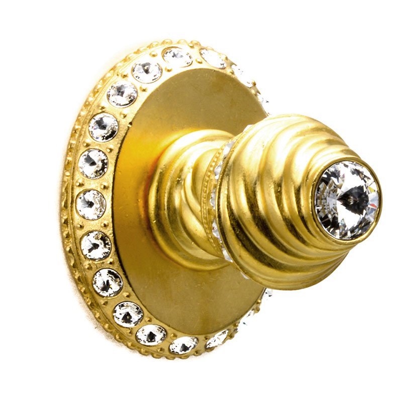 Robe Hook with Side Swarovski Crystals Large Backplate in Satin Gold with Vitrail Light Crystal