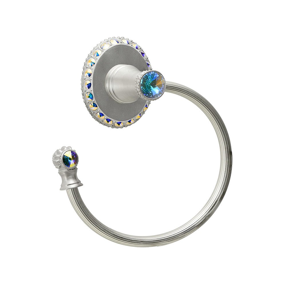 Swing Towel Reeded Ring Left With Swarovski Crystals In Jet