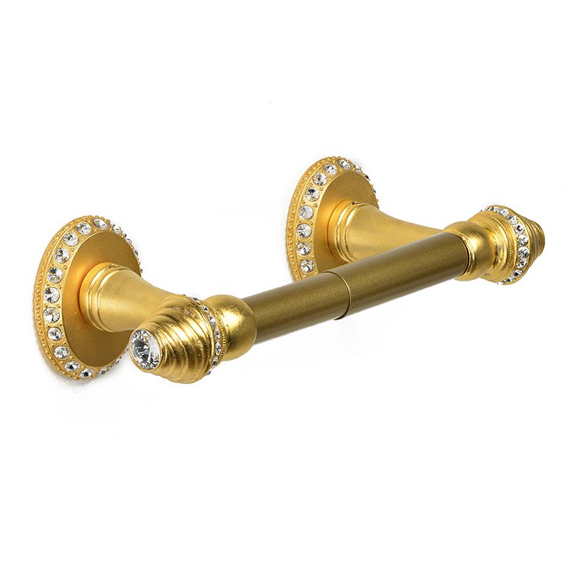 Tissue Holder Large Escutcheon in Antique Brass with Jet Crystal