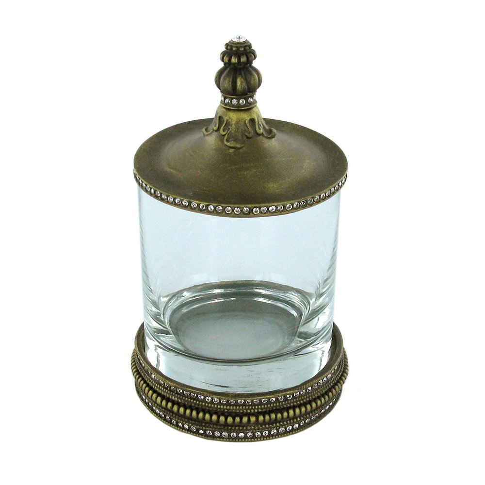 Small Sundry Holder With Crystals in Antique Brass with Crystal