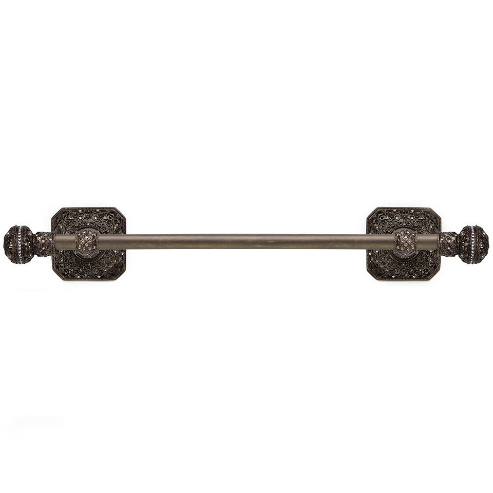36" Towel Bar with Swarovski Elements in Oil Rubbed Bronze with Aurora Borealis