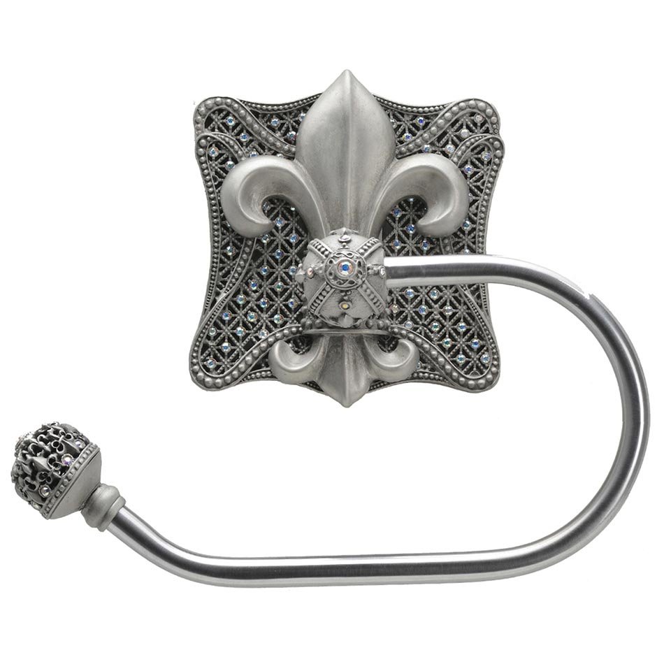 Toilet Tissue Holder Large Backplate Left in Bronze with Crystal