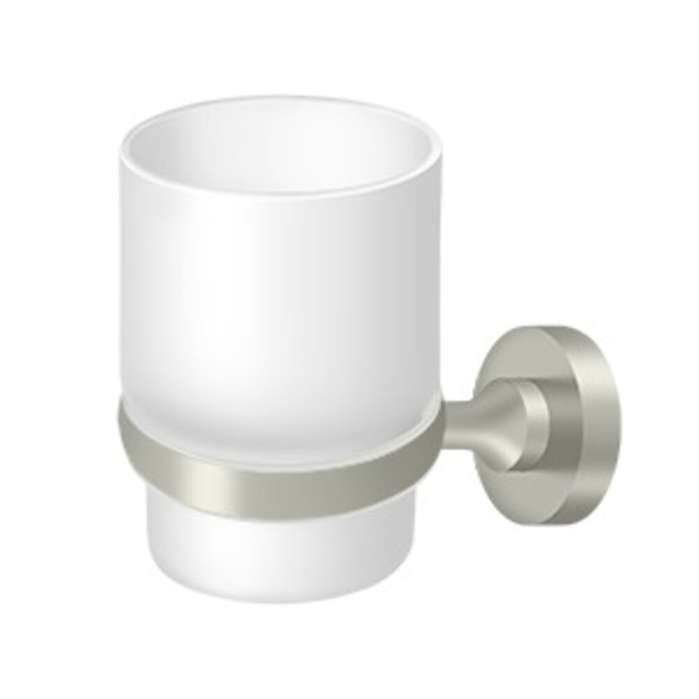 Toothbrush Holder with Glass in Brushed Nickel