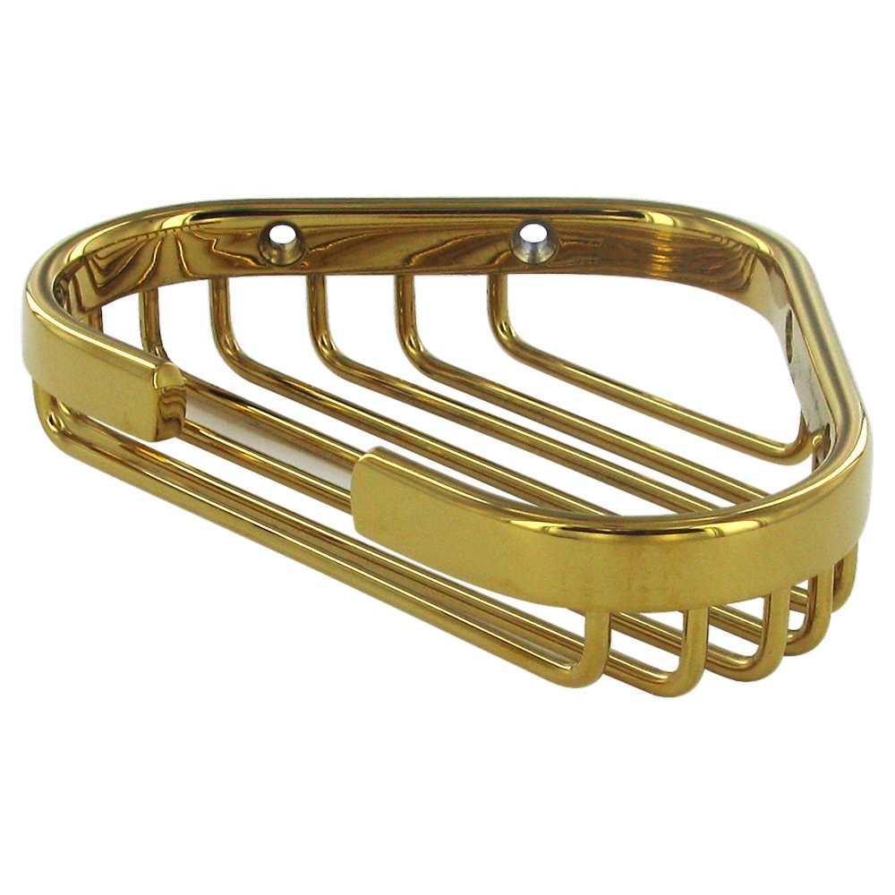 Solid Brass 6" Corner Wire Basket in PVD Brass