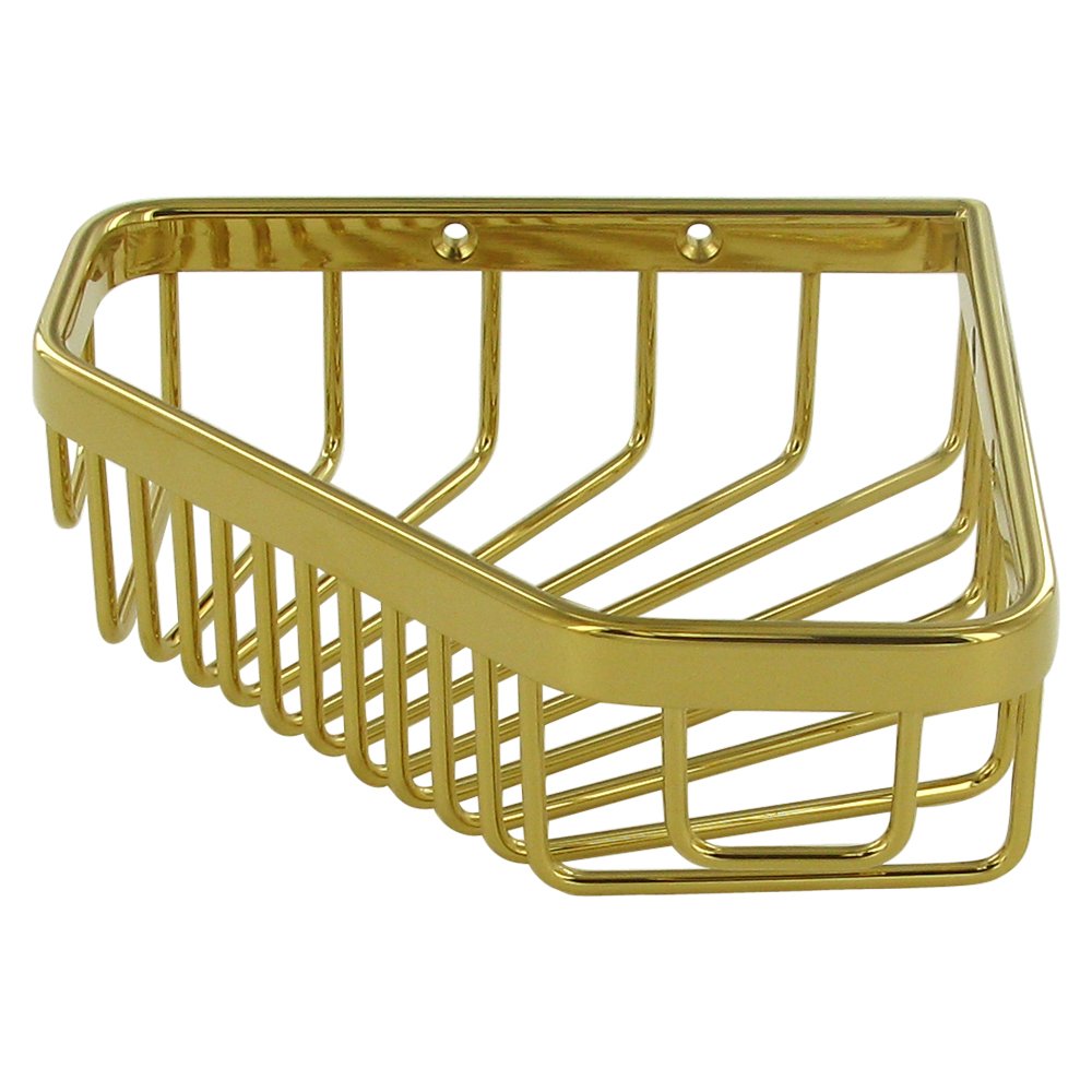 Solid Brass 6" Corner Pentagon Wire Basket in PVD Brass