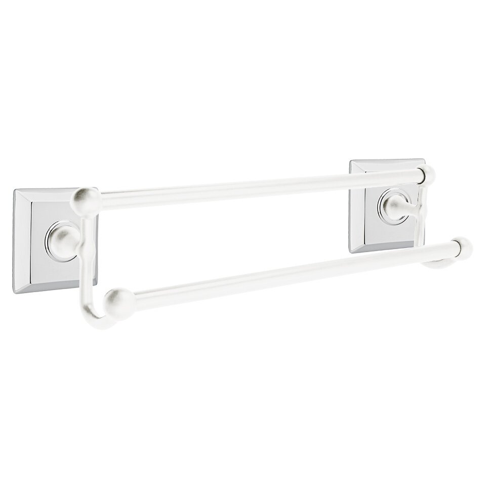 18" Double Towel Bar with Quincy Rose in Polished Chrome