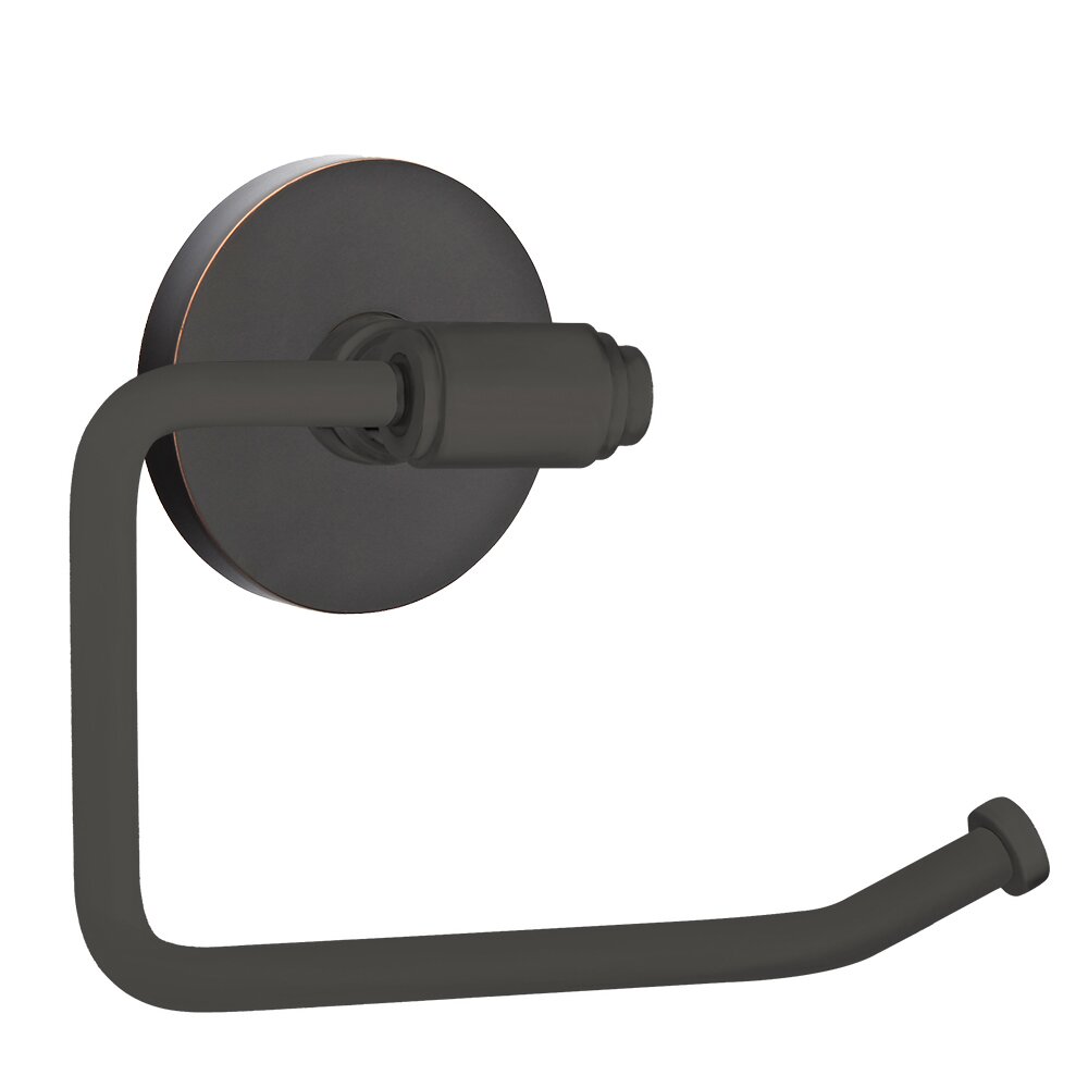 Transitional Brass Toilet Paper Holder with Small Disc Rosette in Oil Rubbed Bronze