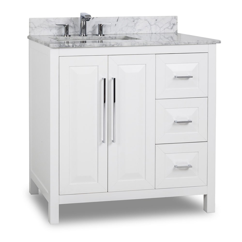 36" Bathroom Vanity with Preassembled Top and Bowl in White