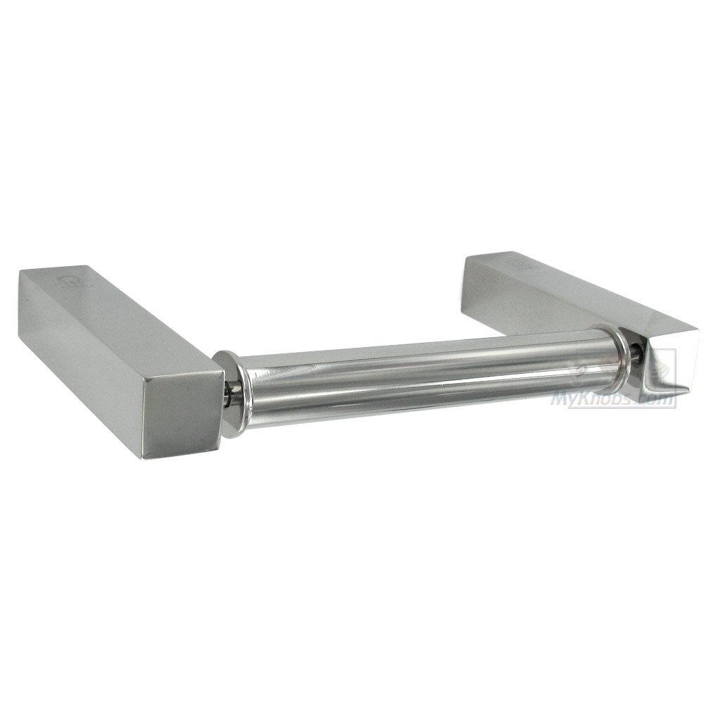 Toilet Roll Holder with Square Post in Polished Stainless Steel