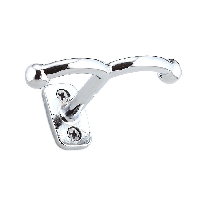 1 3/8" Long Double Hanging Coat Hook in Chrome