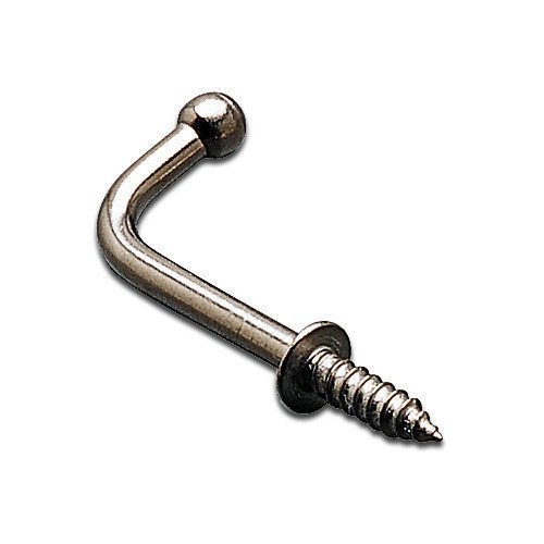 Stainless Steel 1" Long Single L-Shaped Screw Hook in Polished Stainless Steel