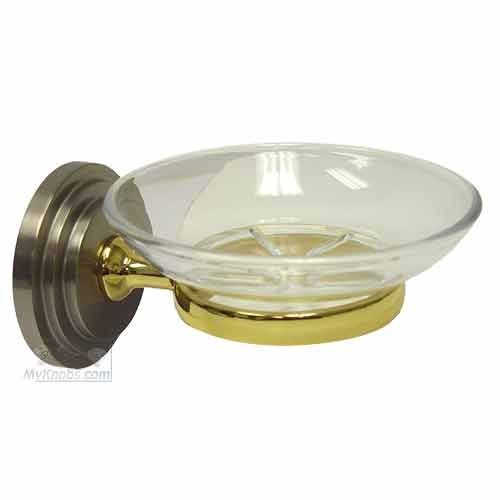 Soap Dish in Two-Tone Satin Nickel and Brass