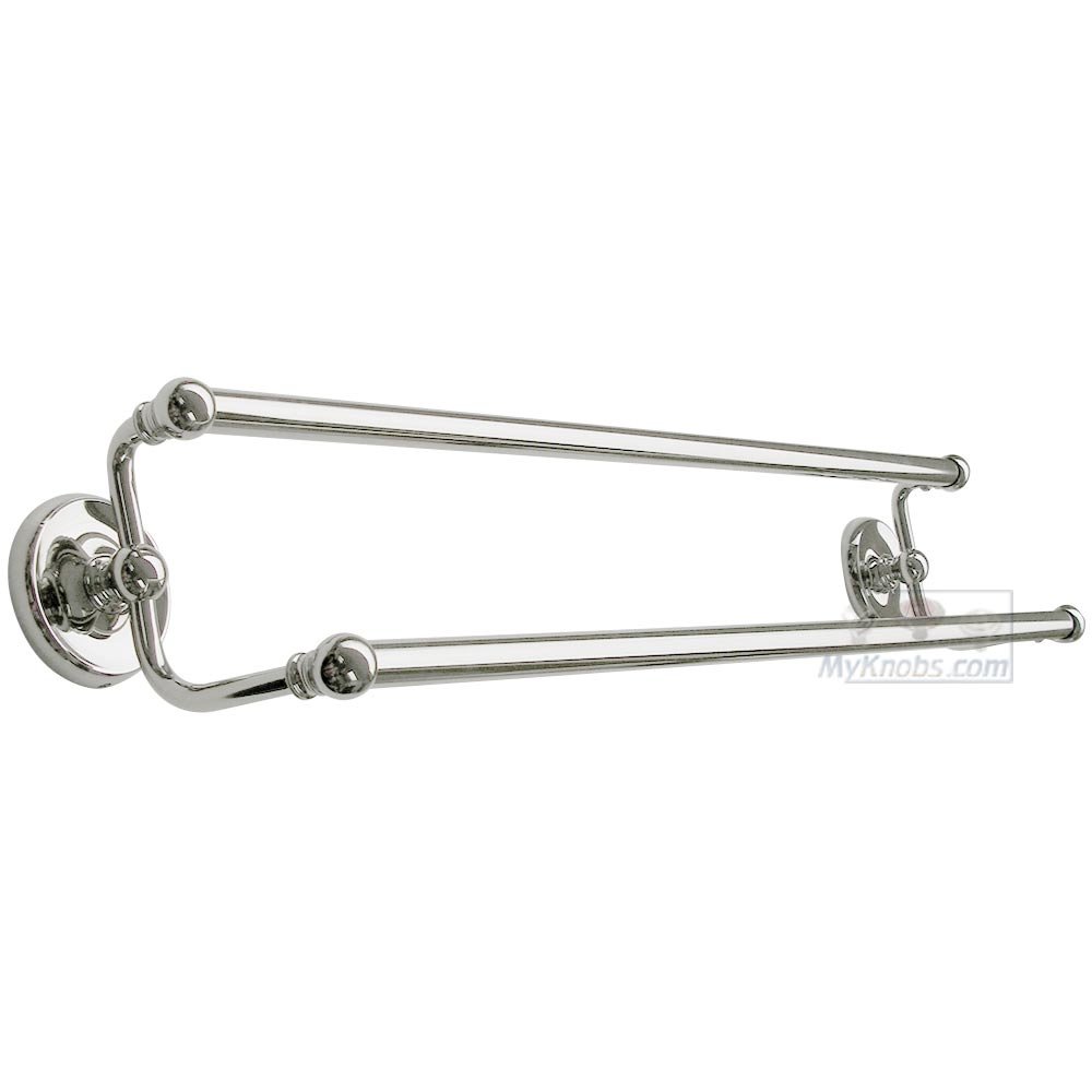 24" Plain Base Double Towel Bar in Polished Nickel