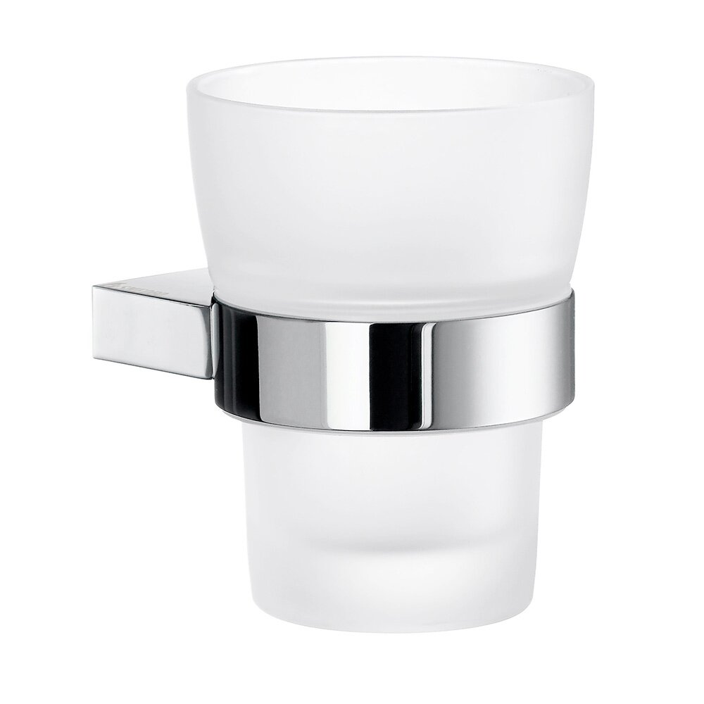 Holder with Frosted Glass Tumbler in Polished Chrome