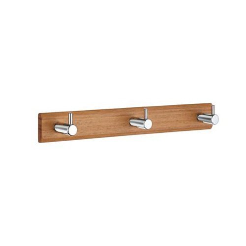 Profile Triple Coat Rack in Stained Wood and Brushed Stainless Steel