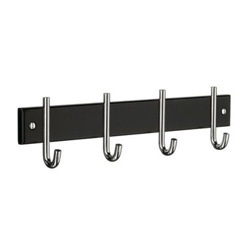 Profile Quadruple Coat Rack in Black Wood and Chrome Stainless Steel