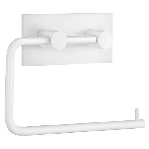 Steel Self-Adhesive Toilet Roll Holder in White Brushed Stainless Steel