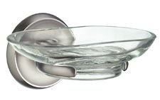 Clear Glass Soap Dish Satin Nickel