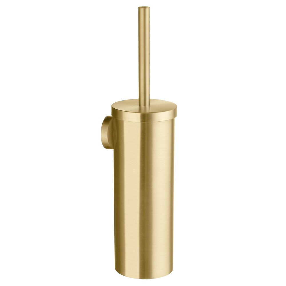 Wall Mounted Toilet Brush & Holder in Brushed Brass