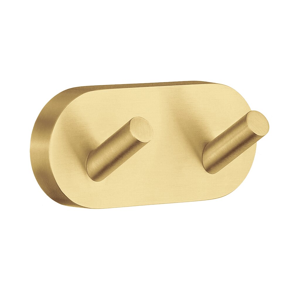 Double Towel Hook in Brushed Brass