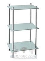 Bathroom Line Free Standing Bathroom 3 Frosted Glass Shelf Unit in Polished Chrome