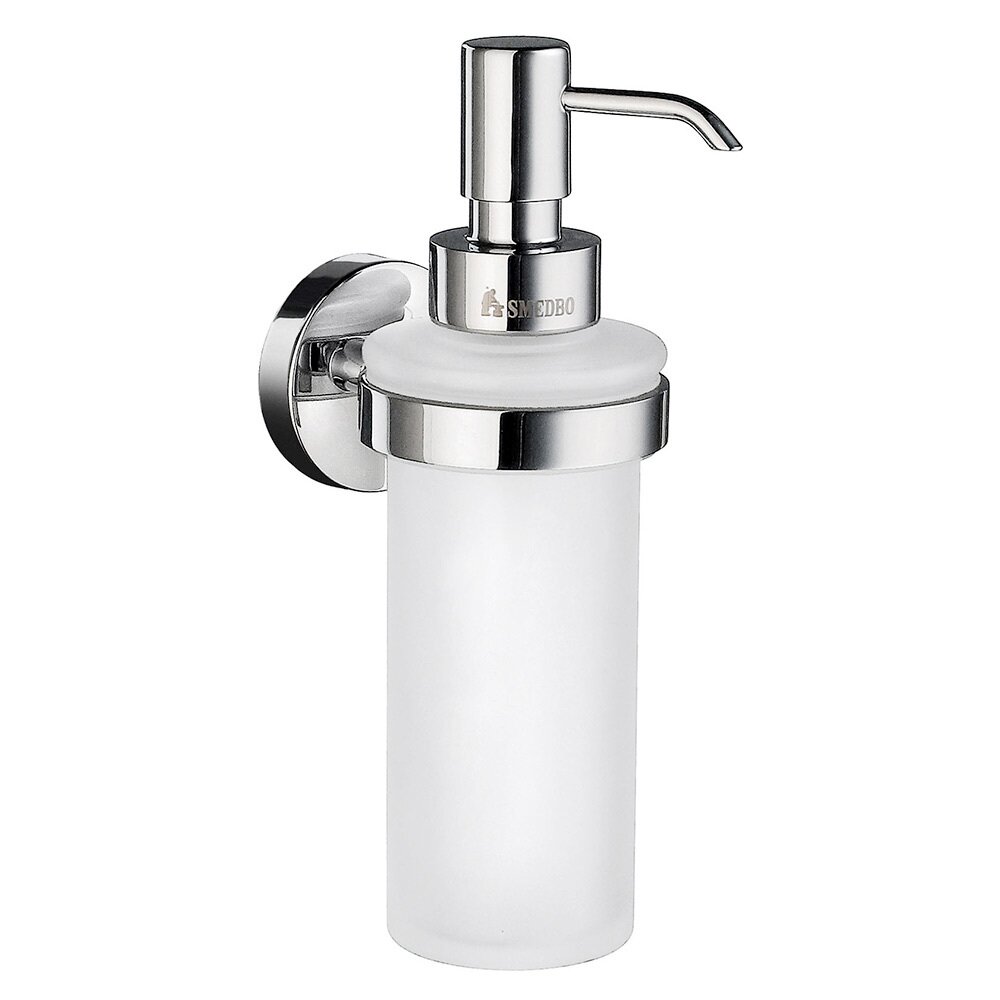 Frosted Glass Soap Dispenser Wall Mounted Polished Chrome