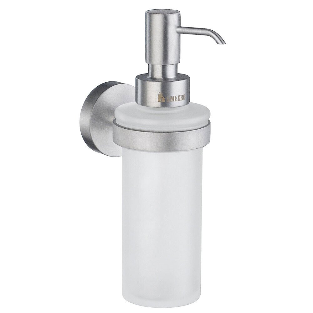 Frosted Glass Soap Dispenser Wall Mounted Brushed Chrome