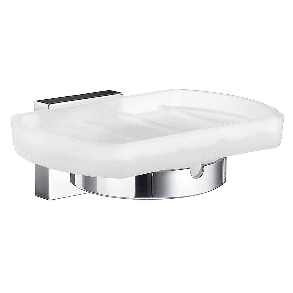 Holder Frosted Glass Soap Dish Polished Chrome
